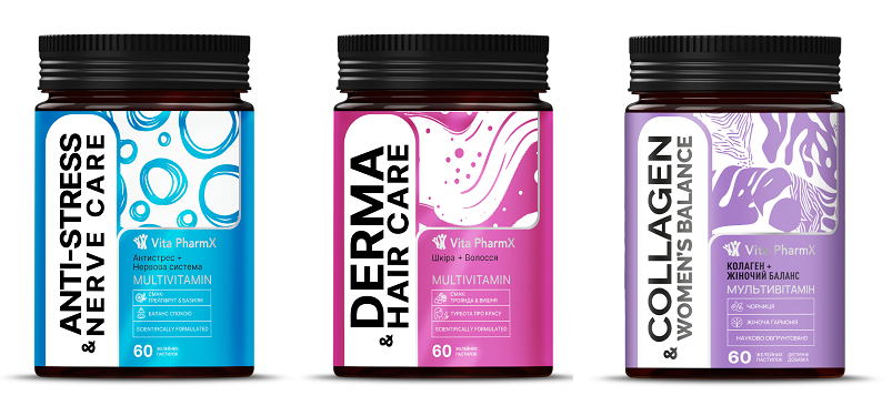 Набір 10: Краса та стресостійкість для жінок. Anti-Stress & Nerve Care + Derma & Hair Care + Collagen & Women’s Balance
